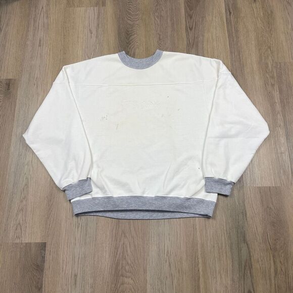 Vintage Guess Sweatshirt Mens XL White USA George Marciano 80s Crewneck Football - Picture 1 of 15